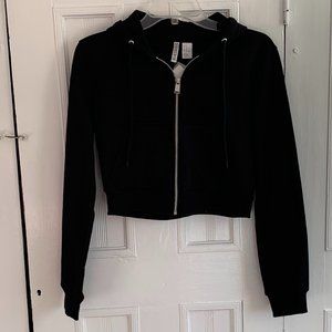 H&M Women's Short Hooded Sweatshirt Jacket, Medium, Black